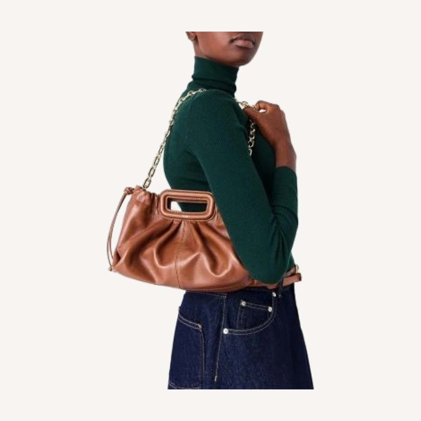 Maje Milpli Pleated Leather Crossbody Pouch