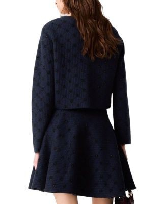 Maje Mowill Jacquard Sequin Crewneck Cardigan