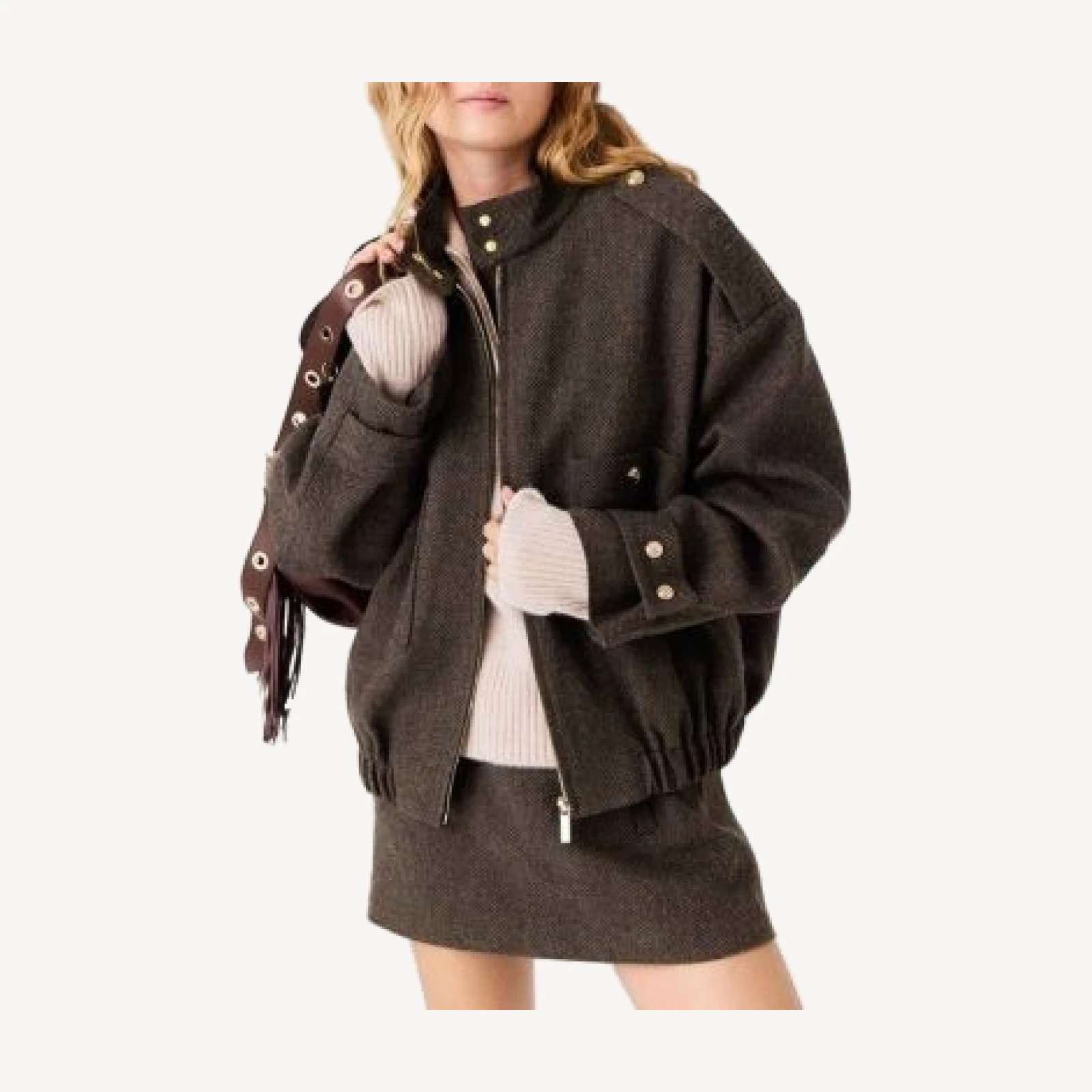 Maje Herringbone Oversized Jacket