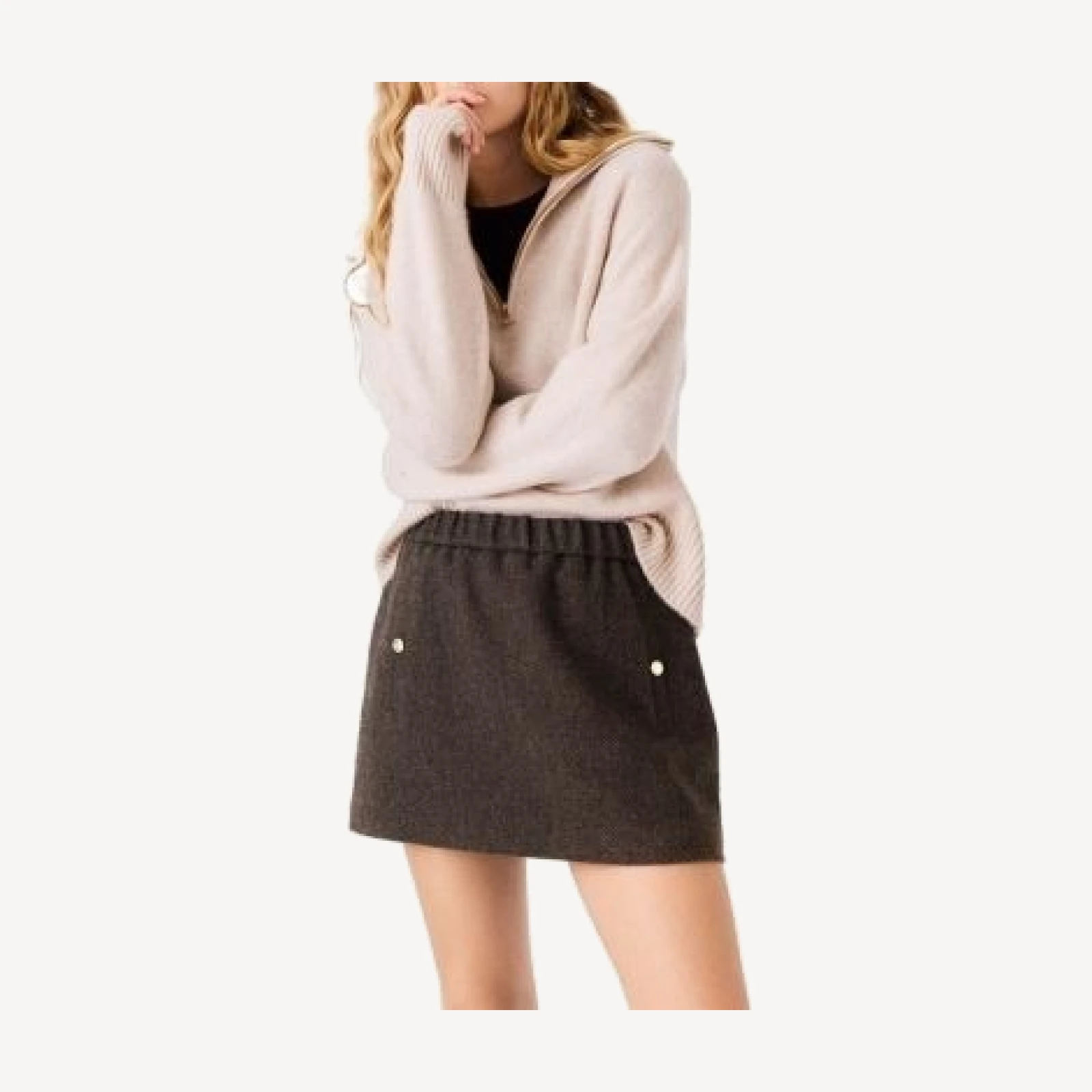 Maje Herringbone Mini Skirt