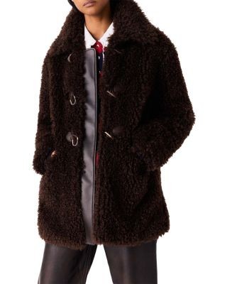 Maje Faux Fur Mid Length Coat