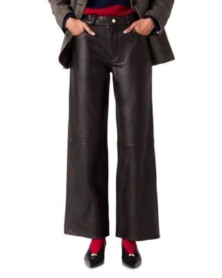 Maje Leather Straight Leg Pants