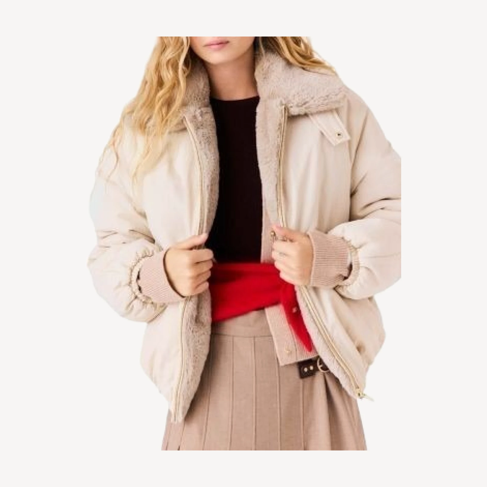 Maje Reversible Faux Fur Puffer Jacket