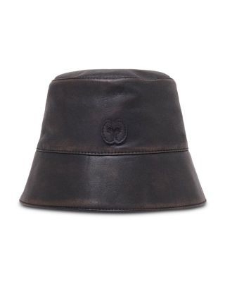 Maje Distressed Leather Bucket Hat