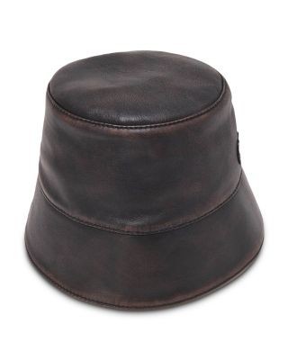 Maje Distressed Leather Bucket Hat