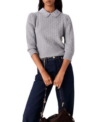 Maje Miniossa Wool Cable Knit Sweater