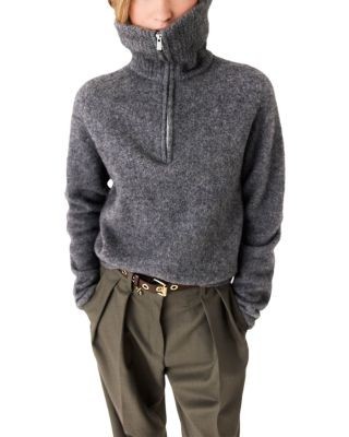Maje Marjory Yak Blend Zip Neck Sweater