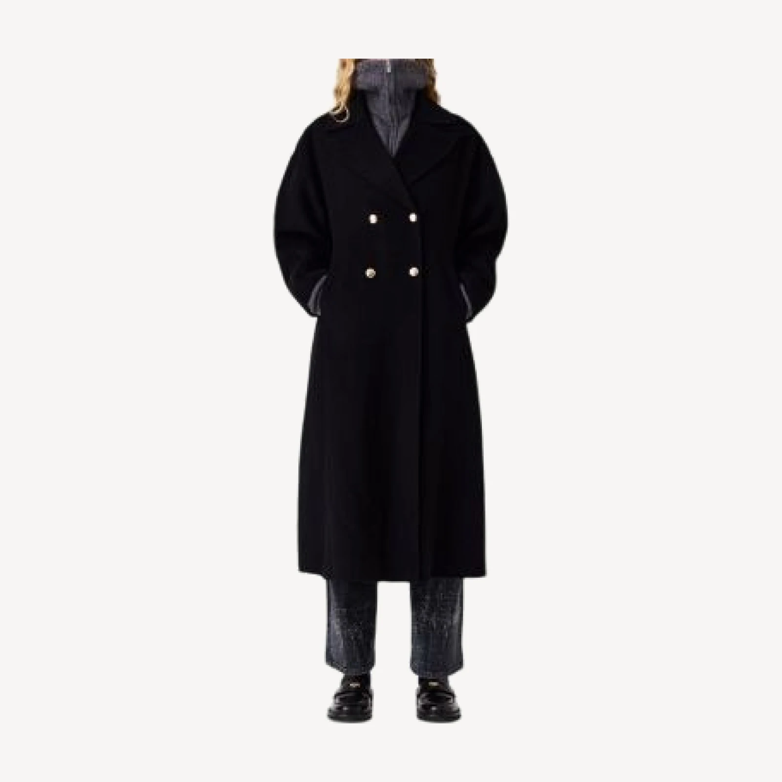 Maje Wool Double Breasted Long Coat