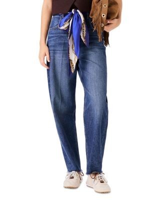 Maje High Rise Barrel Leg Jeans in Blue