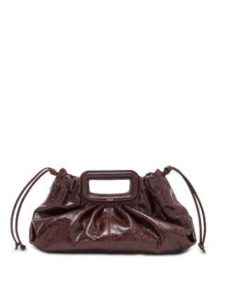 Maje Milpli Pleated Leather Clutch