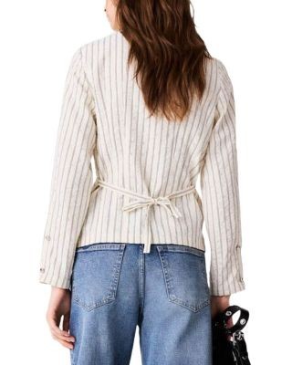 Maje Rhinestone High Ruffle Neck Shirt