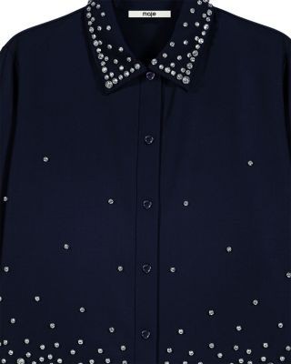 Maje Rhinestone Embroidered Shirt