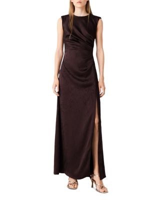 Maje Rivalane Satin Draped Maxi Dress