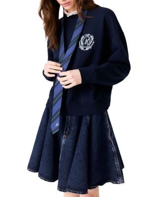 Maje Ticroque Ruffle Trim Sweatshirt