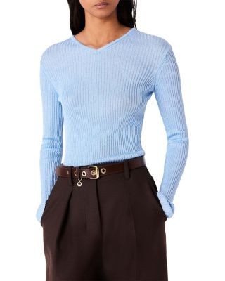 Maje V Neck Long Sleeve Sweater Top