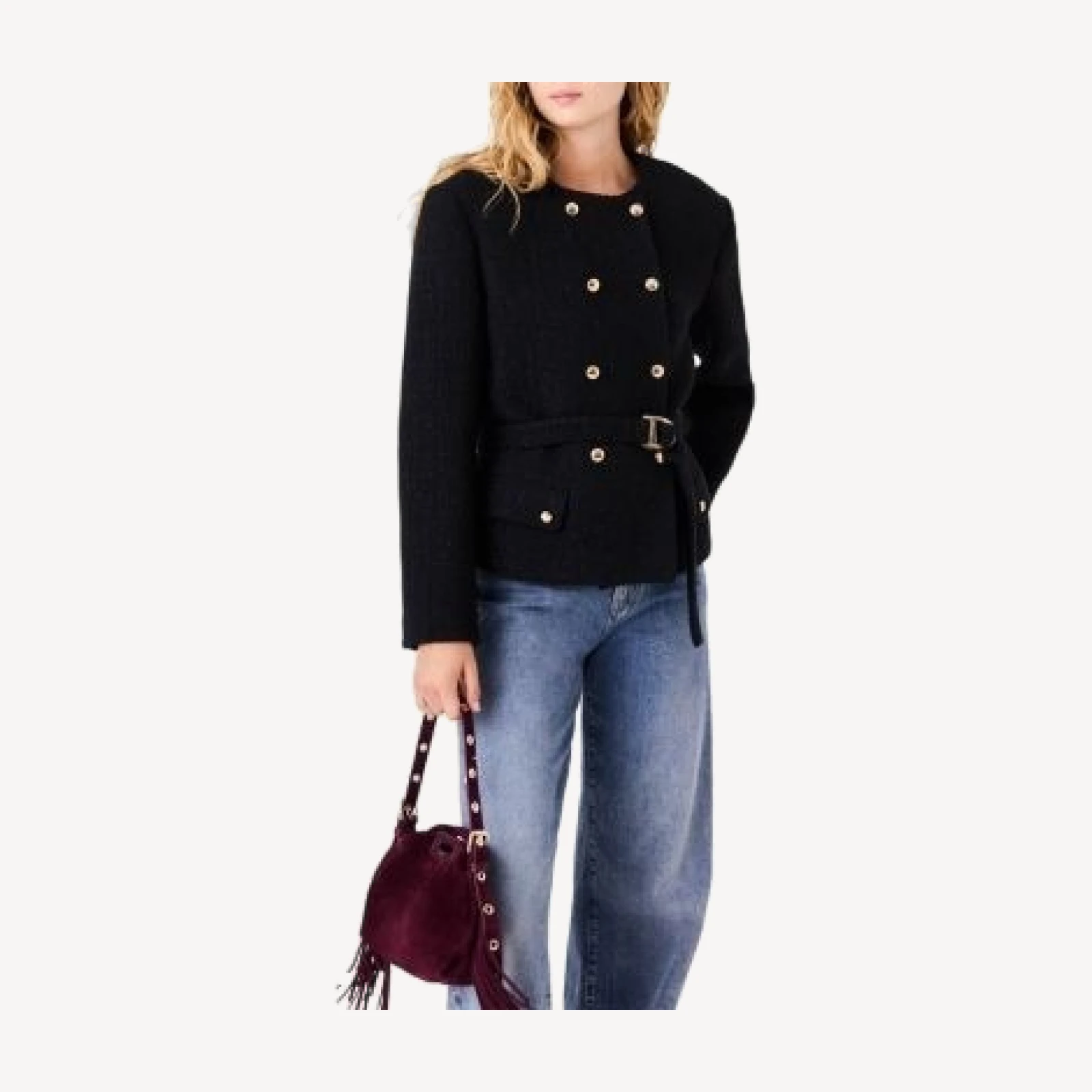 Maje Vyder Double Breasted Collarless Jacket