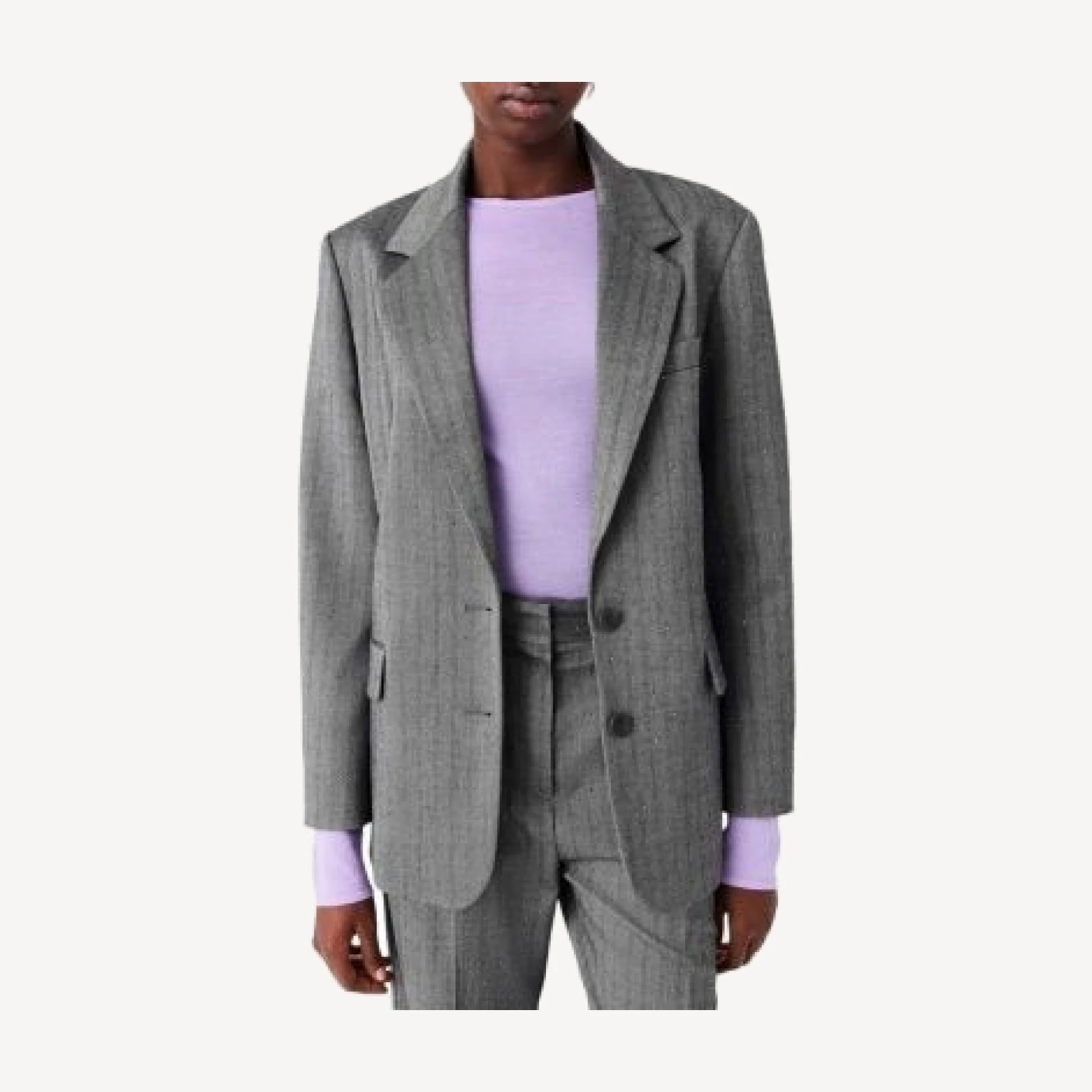 Maje Verpalus Rhinestone Pinstriped Suit Blazer