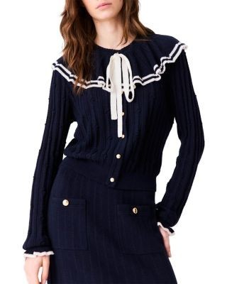 Maje Lanitier Tie Neck Button Front Top