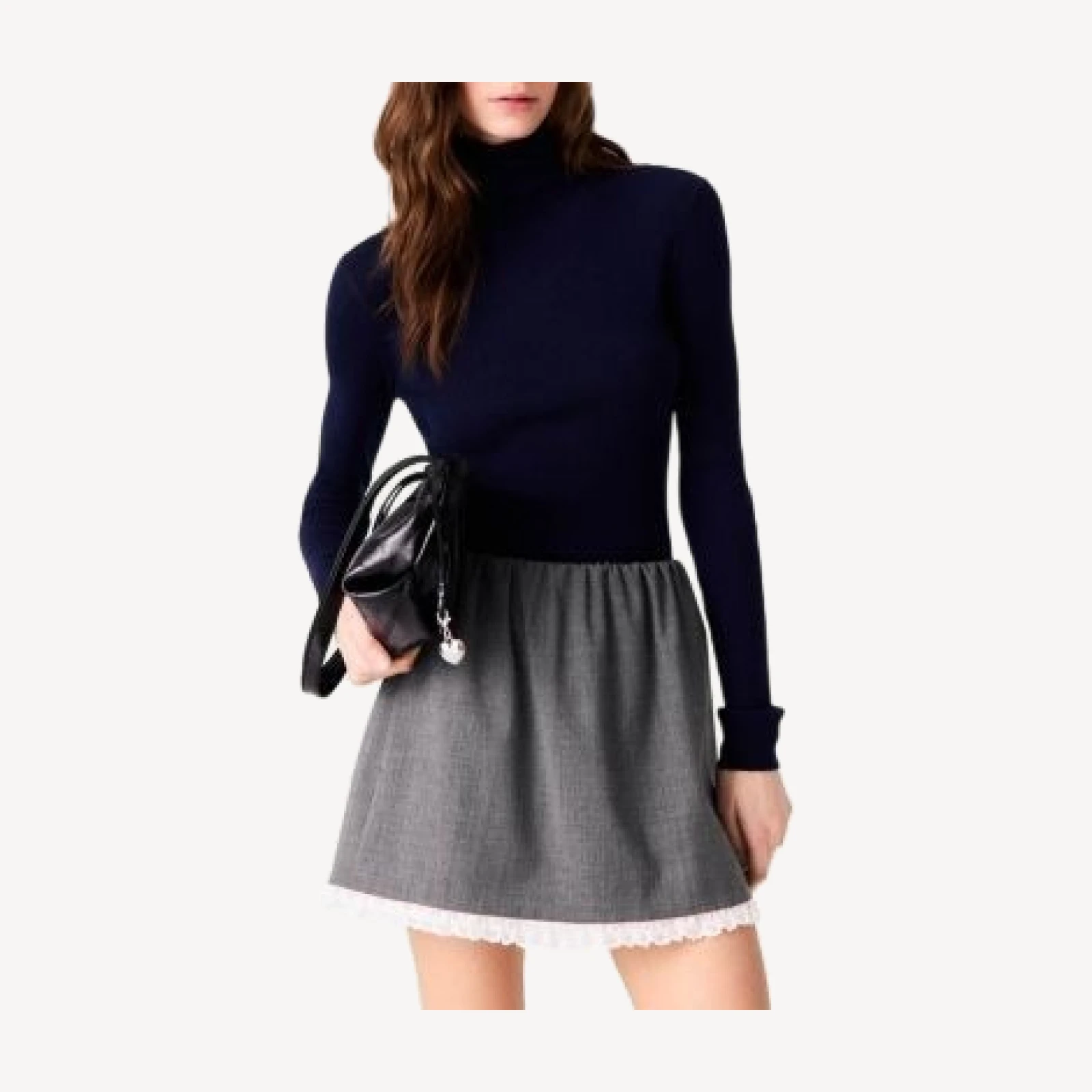 Maje Jeandra Lace Trim Mini Skirt