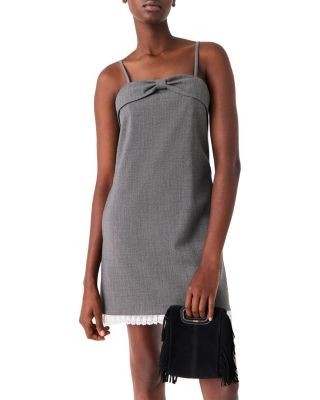 Maje Reandra Bow Trim Lace Hem Dress