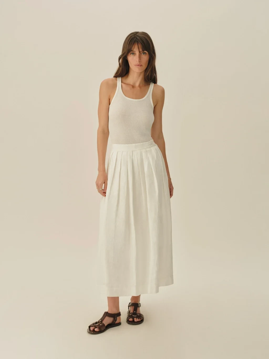 Vintage Linen Pleated Skirt