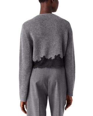 Maje Midentelle Lace Trim Wool Cardigan & Shell