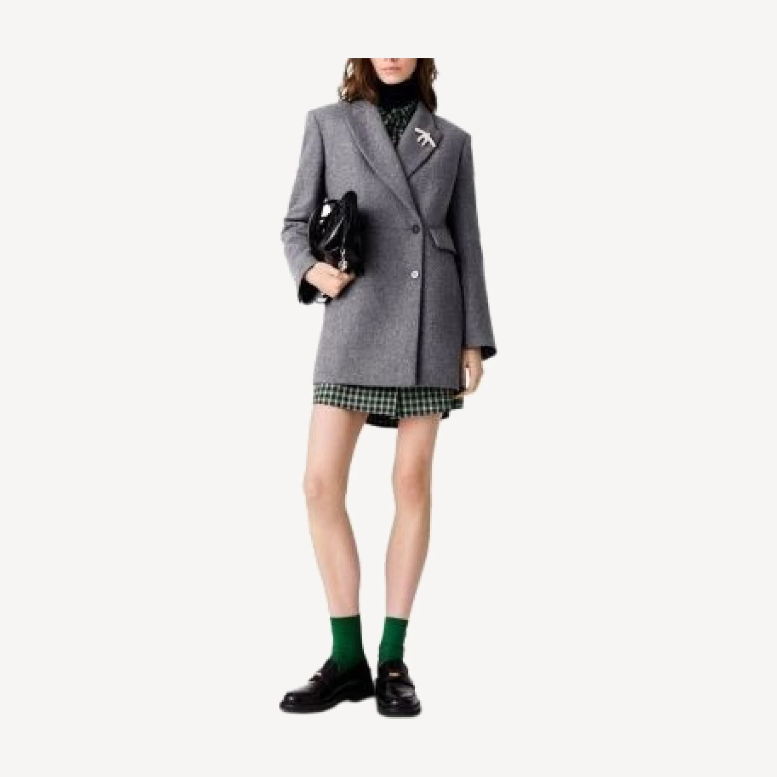 Maje Gelise Wool Blend Herringbone Coat