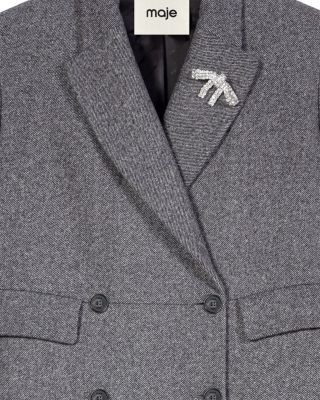 Maje Gelise Wool Blend Herringbone Coat