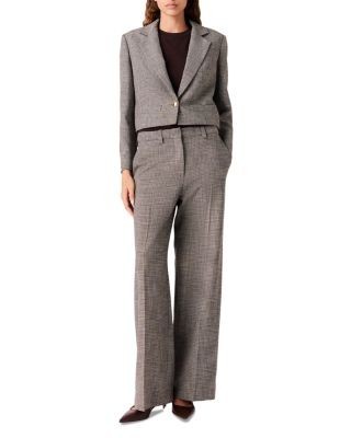 Maje Check Print Wide Leg Pants
