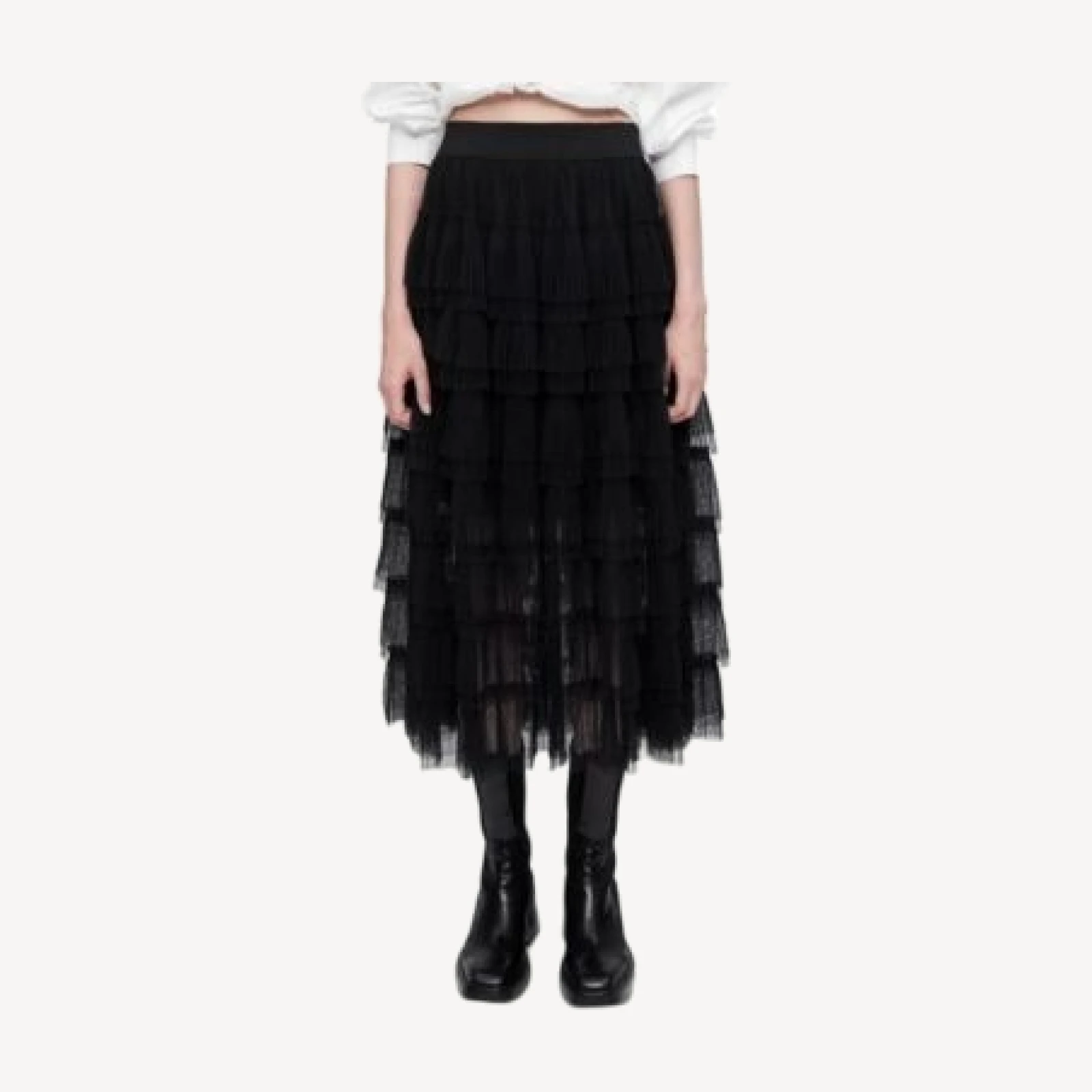 Maje Josepha Tiered Tulle Skirt
