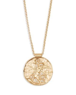 Maje Rhinestone Zodiac Pendant Necklace in Gold Tone, 26.5-29.5
