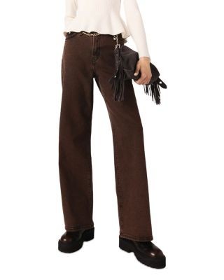 Maje Pantin High Rise Bootcut Jeans in Brown