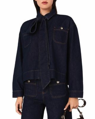 Maje Denim Shirt with Bow