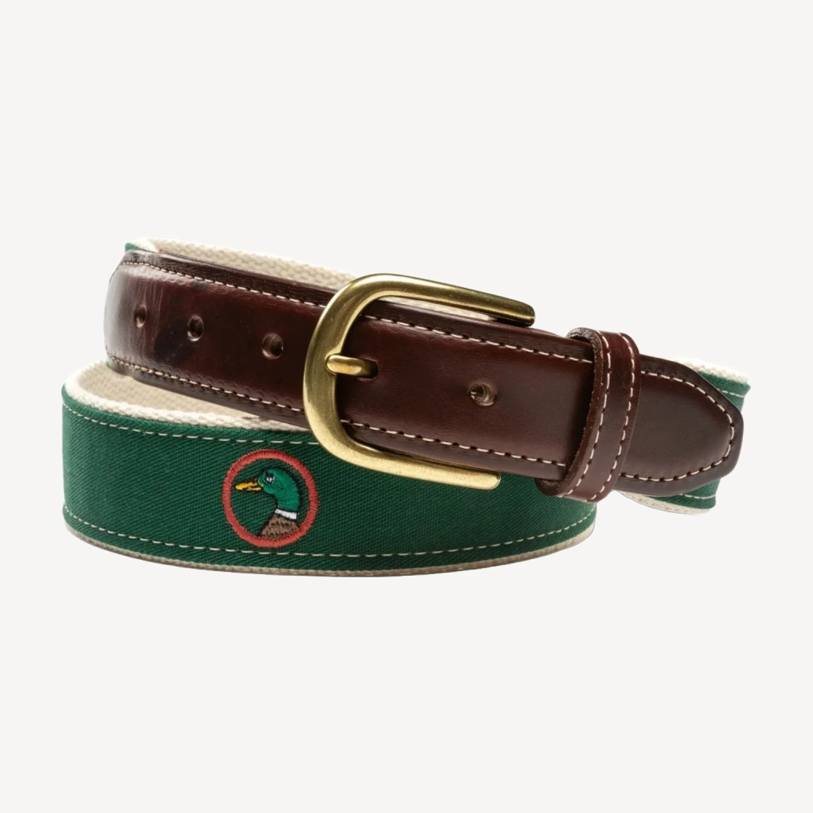 Logo Embroidered Canvas Webbed Belt - Hunter Green