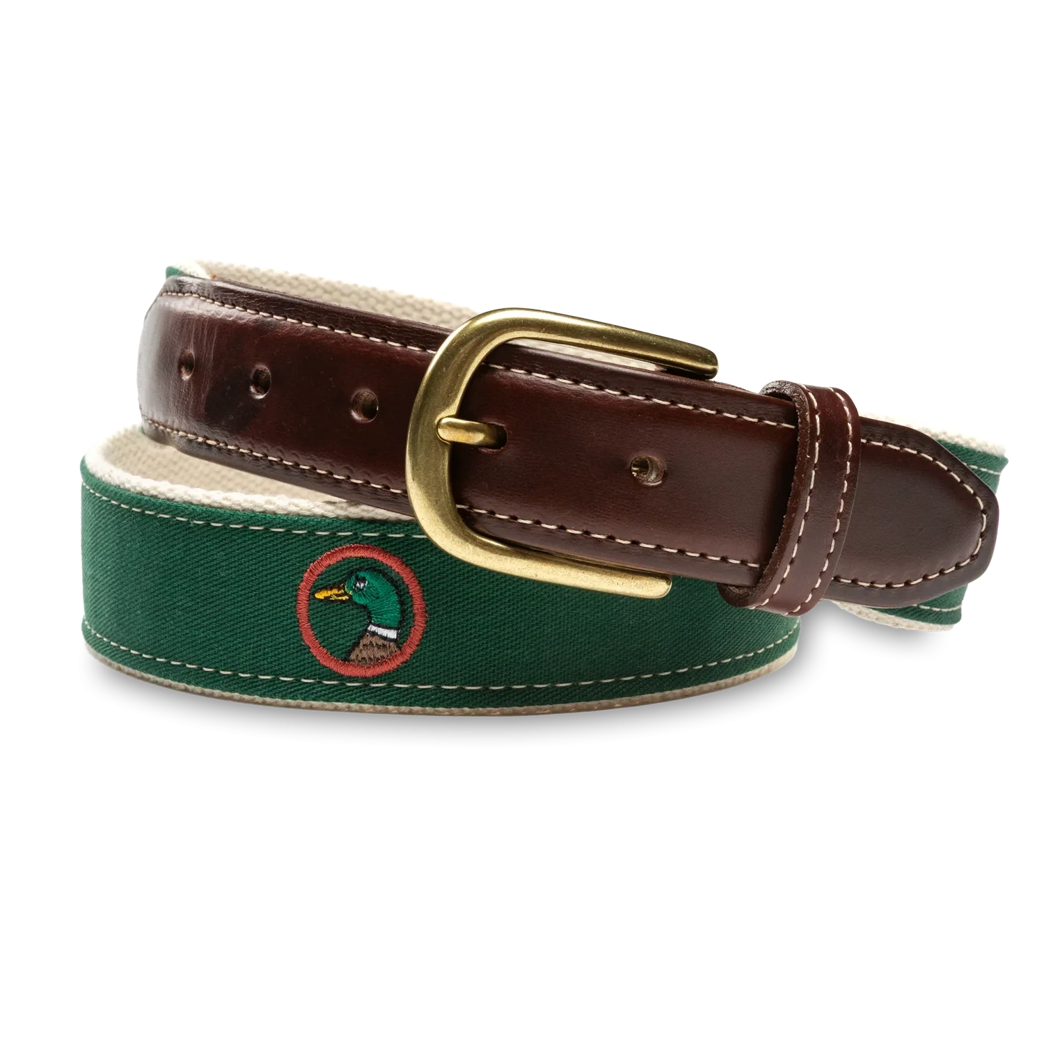 Logo Embroidered Canvas Webbed Belt - Hunter Green