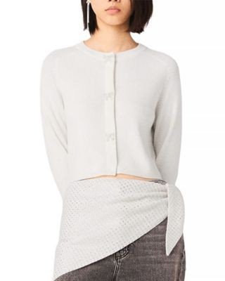 Maje Bow Jewelry Button Wool Cardigan