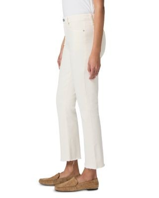 Paige Mason Crop Mid Rise Bootcut Raw-Edge Jeans in Cream Cloud