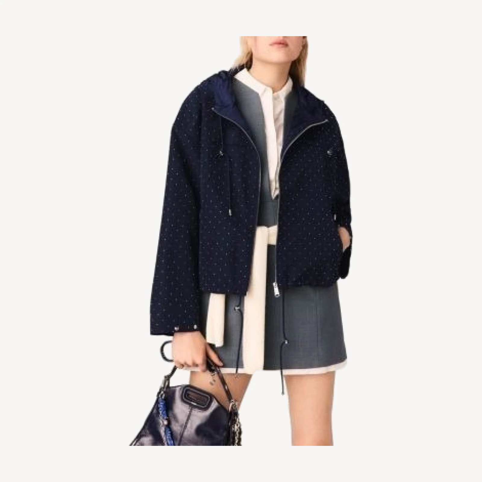 Maje Rhinestone Hooded Windbreaker