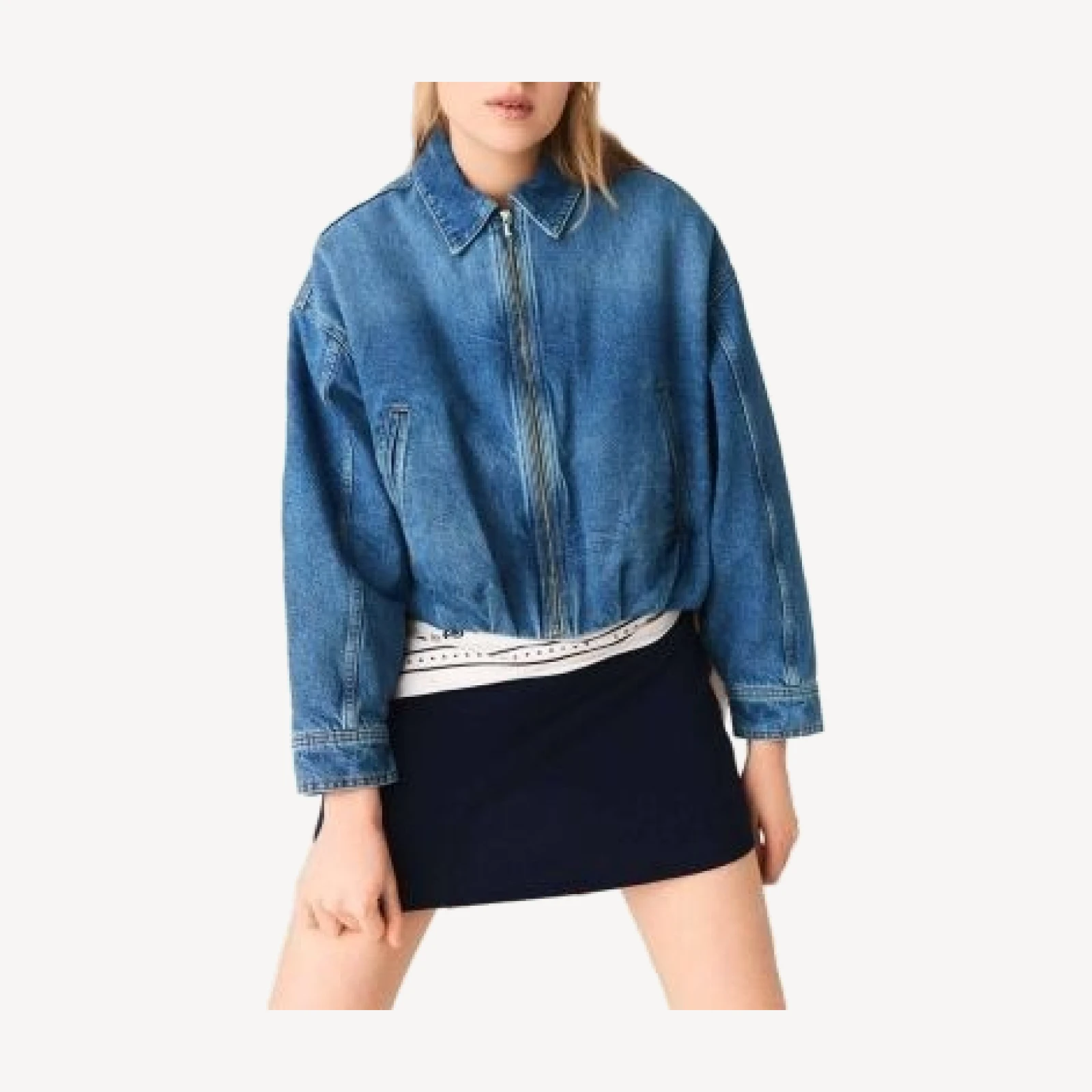 Maje Denim Bomber Jacket