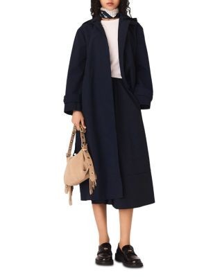 Maje Removable Rhinestone Hood Trench Coat