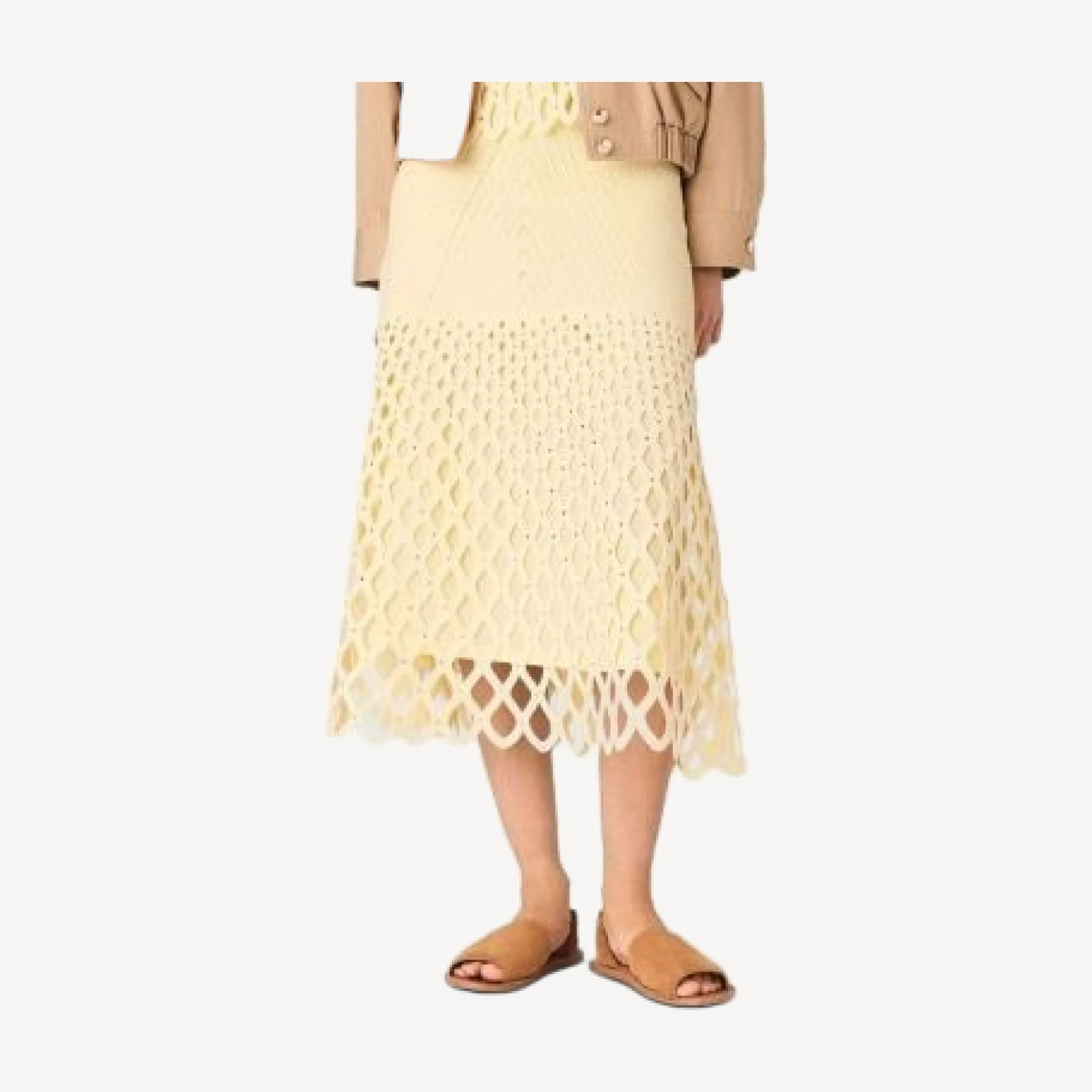 Maje Crochet Midi Skirt