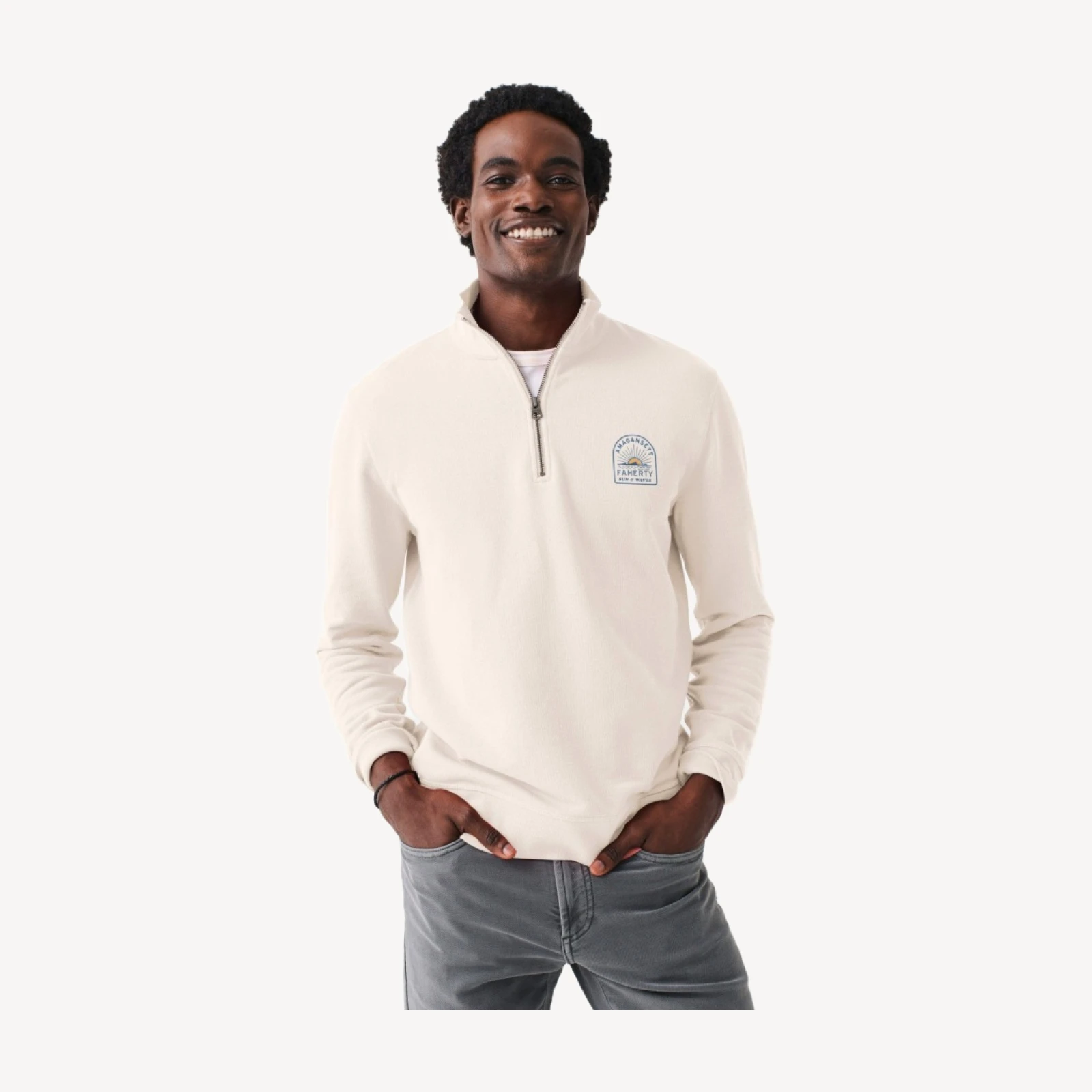 Amagansett Long-Sleeve Terry Quarter-Zip - Solar White
