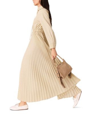 Maje Rossima Eyelet Pleated Maxi Dress