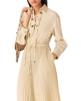 Maje Rossima Eyelet Pleated Maxi Dress