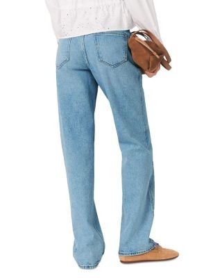 Maje Pantro Chain Waist Straight Jeans in Blue