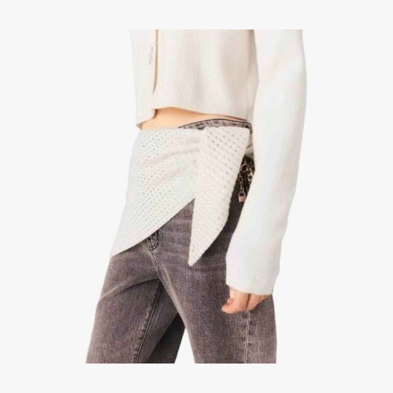 Maje Rhinestone Embellished Wool Triangle Scarf