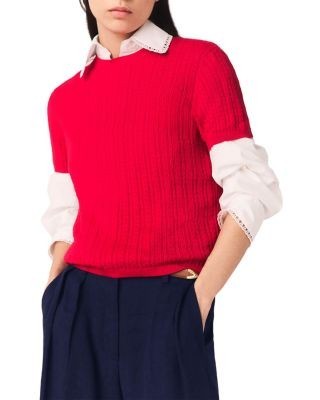 Maje Mapi Cable Knit Round Neck Sweater