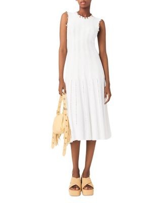 Maje Rishell Gold Jewelry Knit Midi Dress