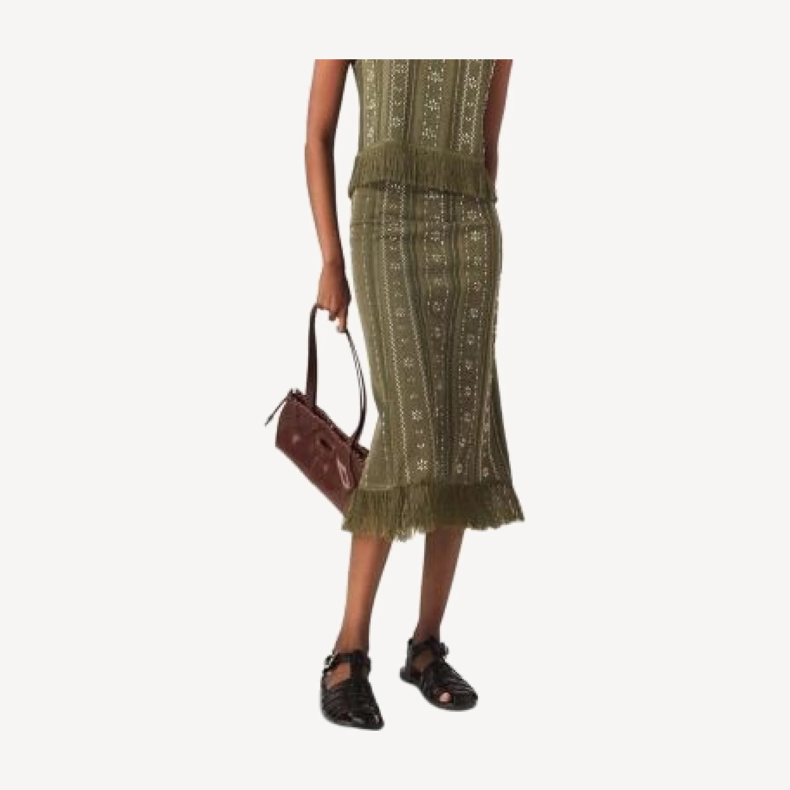 Maje Rhinestone Flowers Knit Skirt
