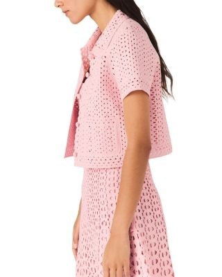Maje Mykinga Rhinestone Crochet Cardigan